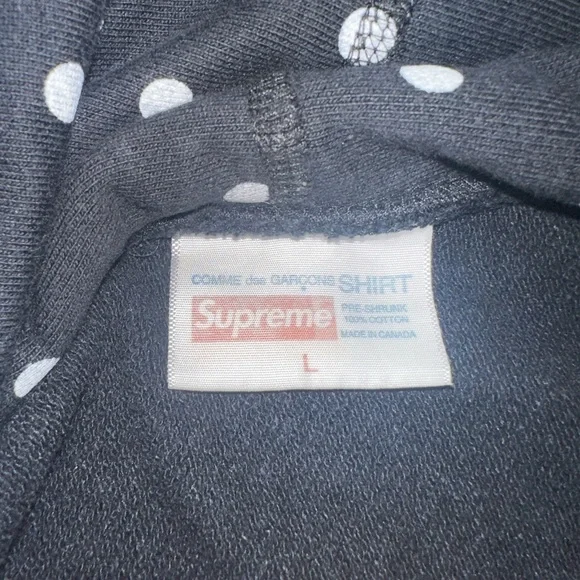 2012 Supreme x Comme Des Garcons CDG Polka Dot Box Logo Hoodie Black large